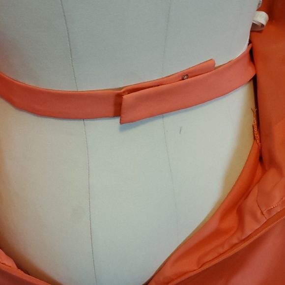 David's Bridal Melon Satin dress, 6, strapless - Picture 9 of 11